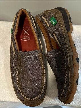 Twisted X Women’s Brown & Tan Canvas Moccasin Slip-Ons